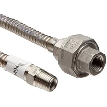 Parker Stainless Steel 316 Flex Hose, Male NPTF + Female NPT, 1/4ID x .41OD, 5 Feet Long