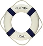 Welcome Aboard Cloth Life Ring Navy Accent Nautical Decor 13.5" New - Decoration Only