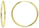 10k Yellow Gold Thin Hoop Earrings, 3/4 (19mm) diameter