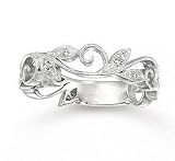 14k White Gold Ornate 1/6 Carat Diamond Stackable Ring