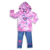 Rubbies - Toddler Long Sleeve Tie Dye Hooded Pant Set, Pink, Blue Grey