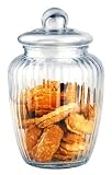 4" X 10" Ribbed Retro Glass Cookie Jar with Lid