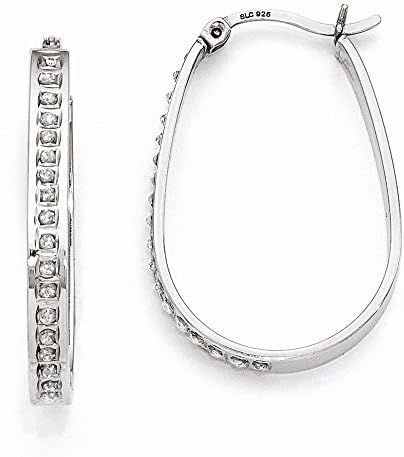 Sterling Silver Diamond Mystique Pear Hoop Earrings