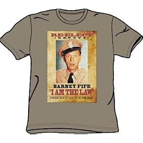 Andy Griffith TV Show Barney Fife I AM THE LAW Adult T-shirt
