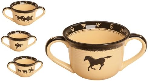 Western Brushwerks Cowboy Horse Rance Chili Bowl Set of 4