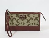 Coach Chelsea Signature Zippy Wallet Clutch Wristlet Bag 46279 Khaki Walnut