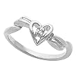 14K White Gold Diamond Heart Promise Ring - 0.01 Ct.