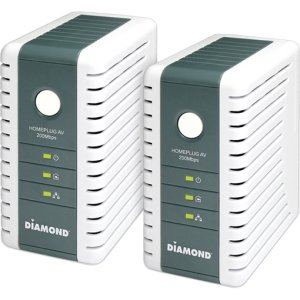 Diamond Multimedia HP200AV Powerline Network Adapter. HP200AV POWERLINE AV ETHERNET ADAPTER KIT UP TO 200MBPS PH-NIC. 1 x 10/100Base-TX Network, 1 x Powerline - 200 Mbps