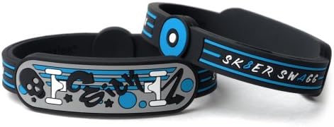 Skate boarding Silicone Bracelet Blue (MEDIUM 7.5 inches)