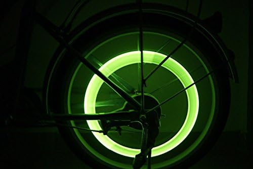 AOLSZ 4pcs LED Valve Cap Light Stem Lamp Head Tyre Light Flash Tire Bike Wheel Lights for Bicycle Automotive (Green)