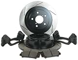 RacingBrake 2071-111-0 Slotted Finish Rear OE Caliper Big Brake Kit for Subaru WRX H6 using brake pad PD1004