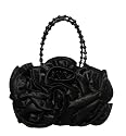 Sienna Satin Roses Wedding Clutch Bag in Black