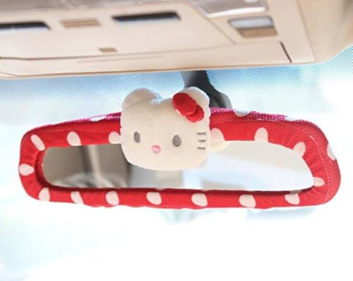 oopsfly Hello Kitty Car Rear View Mirror Cover Red
