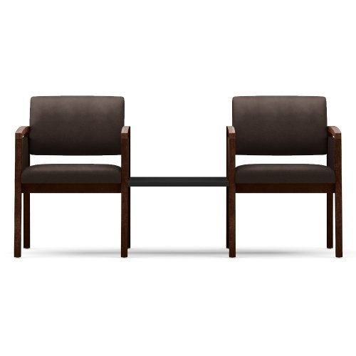 Lesro Two PanelArm Guest Chairs with Connecting Center Table Set in Fabric