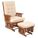 Storkcraft Traditional Glider Rocker and Ottoman - Cognac/ Beige