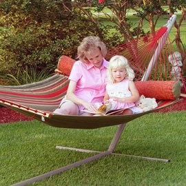 Pawleys Island Gardens Collection Large Quilted DuraCord Fabric Hammock, Trellis Stripe