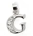 Silver Block Initial Pendant with Cubic Zirconia, Size: 12mm