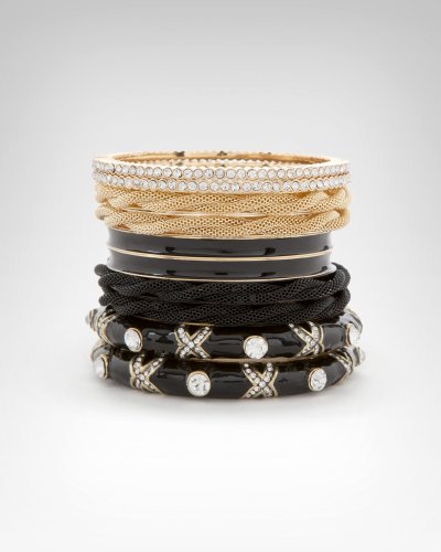 Bebe Crystal Mesh Enamel Bangle Set Multi onesize
