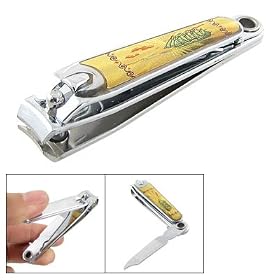 Silver Tone Lever Type Nail Clippers Trimmer w File: Beauty
