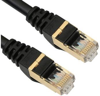 CAT7 Shielded RJ45 Ethernet Patch Network Cable, Professional Gold Plated Plug STP Wires, Cat 7 Networking Cable Premium/ Patch/ Modem/ Router/ LAN - 25 Feet (Black)