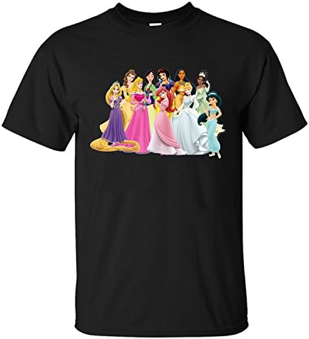 PTSF Men's fashion Disney Princess Beautiful Cartoon Girls T shirt black XL