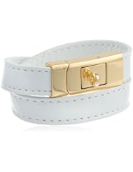 CC Skye White Portico Leather Double Wrap Bracelet, 8.25"