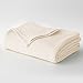 COTTON CRAFT Soft Cotton Thermal Blanket - Plush Herringbone Twill - All Season Luxurious Breathable Skin Friendly Lightweight Cooling Throw Blanket - Sofa Couch Travel Camping Dorm - King Ivory