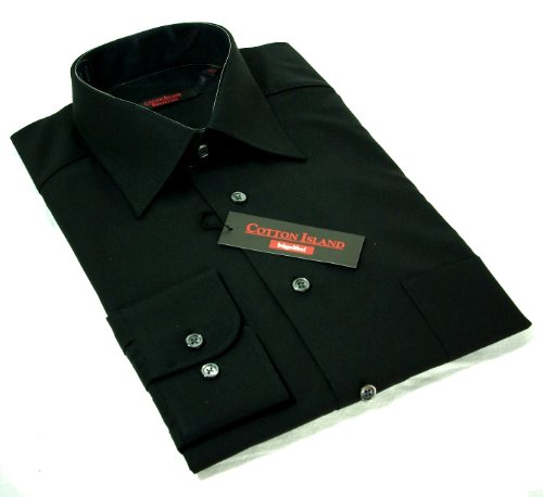 Cotton Island Langarm Hemd schwarz 100% Baumwolle 