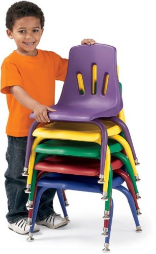 Jonti-Craft 8120JC6004 Berries Plastic Chairs with Powder Coated Legs - 10 Inch Height - Set of 6 - Purple