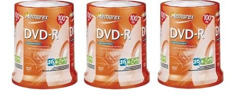 Memorex DVD-R; 16x, (3) 100-Pack Spindle Total of 300 Disks