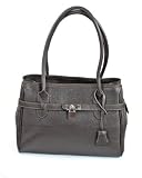Sac &agrave; main italien en cuir pleine fleur coloris marron fonc&eacute;