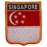Novelty Embroidered Iron on Patch - International Flag Sheild Collection - Singapore Crest Applique