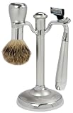 Fantasia - 81013 - Set de rasage - Blaireau véritable - Lames Mach 3 - Argenté - Hauteur: 17 cm (Import Allemagne)