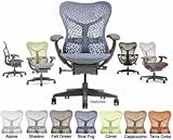 Mirra Chair Herman Miller Deluxe Fully Highly Adjustable Home Office Desk Task Chair MR223 with Forward Tilt Seat Angle, Adjustable Arms, Flexfront Seat, Shadow Frame with Blue Fog Airweave Seat and Triflex Backrest, Standard Casters
