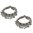Gift for Her Indian Foot Jewellery Silver Ankle Bracelet Pairs 9.5 inches (sanklt097)