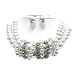 Crystal and Multi Row Faux Pearl Beads Necklace and Earrings Set Fashion Jewelry