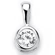 Simply Beautiful Solid Sterling Silver Cubic Zirconia Rhodium Plated Pendant with Single Round Basel Set Cubic Zirconia Stone.
