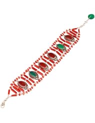 Bracelet with Carnelian and Green Onyx - Sterling Silver