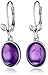 Amazon Collection Sterling Silver and Oval Gemstone Leaf Earrings