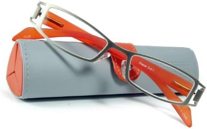 Freeze Silver/Orange Reading Glasses with FREE Coordinated Designer Case; Cool set!