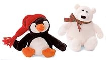 Plush Christmas Penguin and Polar Bear 4"