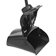 Rubbermaid FG253300 Lobby Pro Deluxe Upright Dust Pan with Cover and Adjustable Grip Handle, Plastic, 12-4/5" Width, Black
