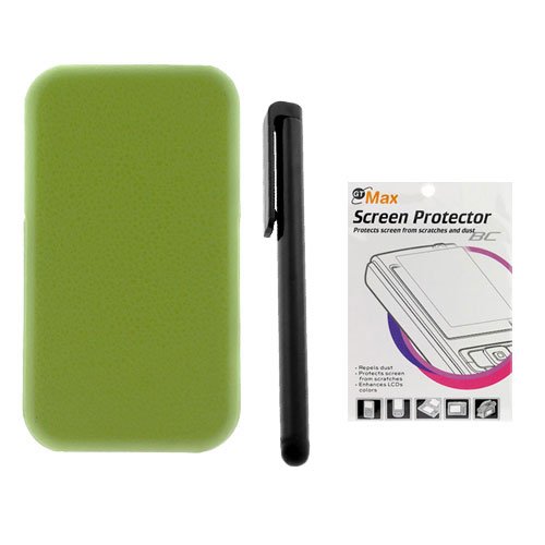 GTMax Premium Green Flip Snap On Leather Case + LCD SCreen Protector + Stylus Pen For AT&T Apple iPhone 3G - 3GS 3G-S Cell Phone GTMax Premium Green Flip Snap On Leather Case + LCD SCreen Protector + Stylus Pen For AT&T Apple iPhone 3G - 3GS 3G-S Cell Phone