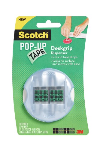 Scotch(R) PopUp Tape Desk Grip Dispenser, 0.75 x 2 Inches, 75 Strips per Pad (2 Pads per Pack) (94-G)