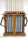 10 Cue & Pool Ball Set Floor Rack - Holder Oak Finish