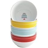 Cake Boss Serveware 4-Piece Porcelain Ice Cream Bowl Set, Mini Cakes Pattern, Print