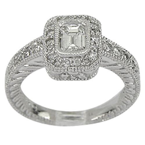 Antique Diamond Engagement Ring With GIA CERTIFIED F VS1 .60ct Emerald-Cut