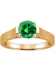 1.10 Ct Round Green SI1/SI2 Diamond 14K Yellow Gold Ring