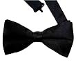 FORMAL BLACK SATIN BANDED MENS BOW TIE
