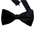 FORMAL BLACK SATIN BANDED MENS BOW TIE